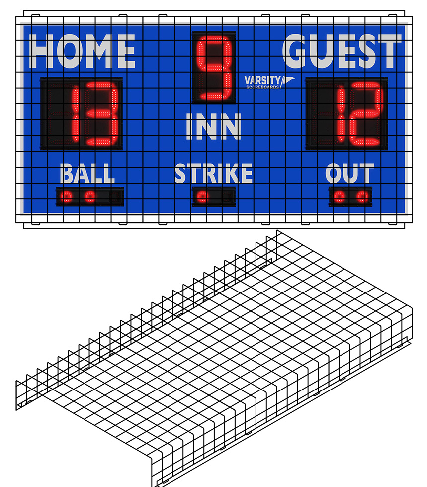 Protective Cage for 8'W x 4'H x 8"D Softball Scoreboard