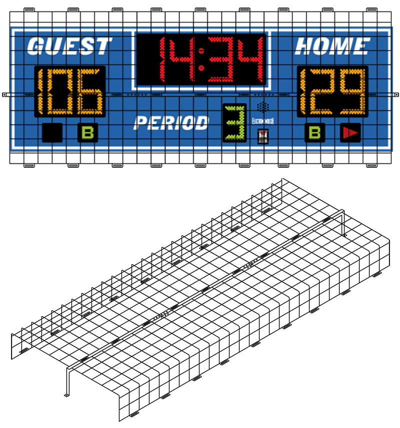 Protective Cage for 9'W x 3'H x 6"D Scoreboard