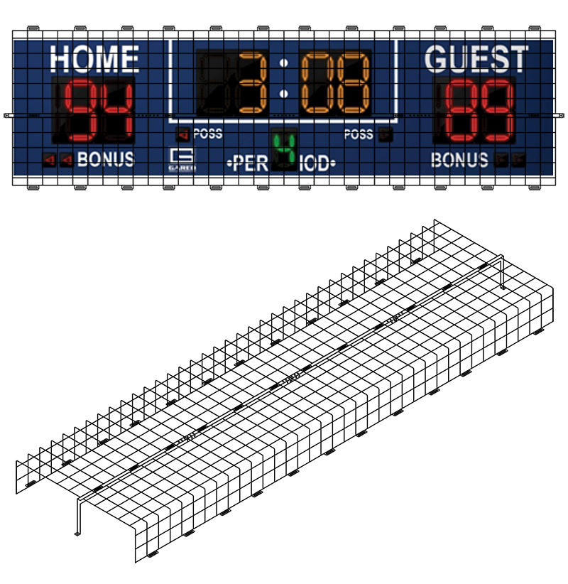 Protective Cage for 12'W x 3'H x 8"D Scoreboard