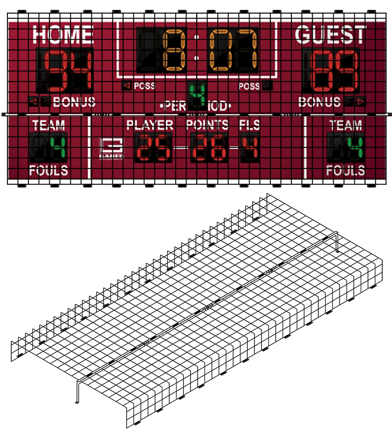 Protective Cage for 12'W x 5'H x 8"D Scoreboard