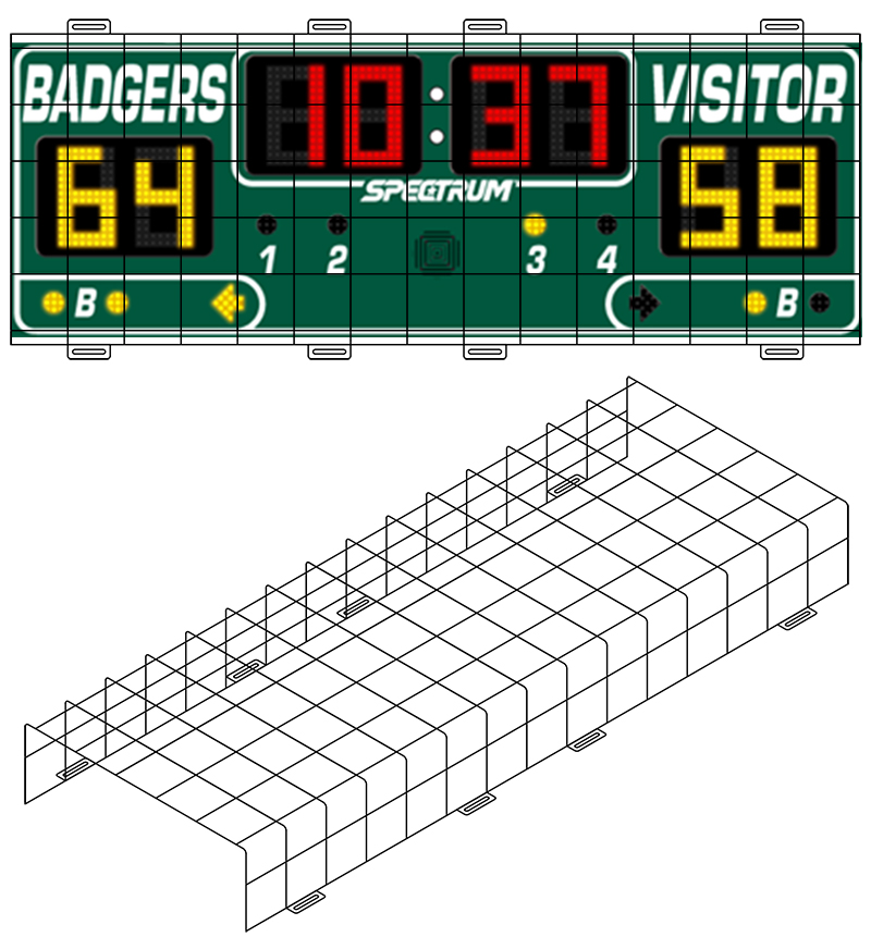 Protective Cage for 5'W x 1' 9"H x 6"D Scoreboard