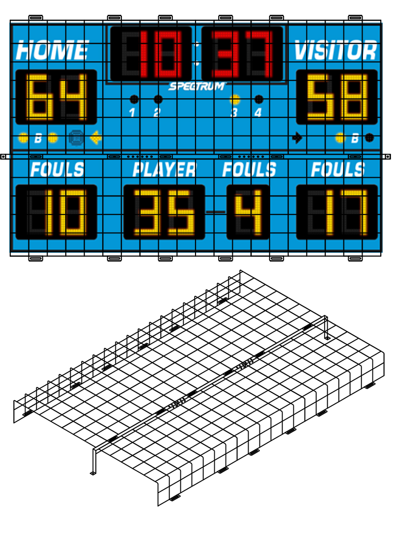Protective Cage for 6' 6"W X 4'H X 5"D Scoreboard