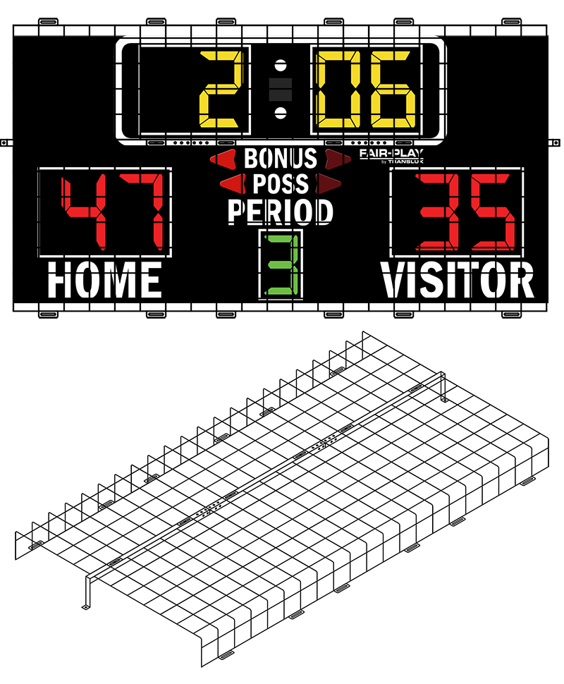 Protective Cage for 7'W x 3 '6"H x 4"D Scoreboard