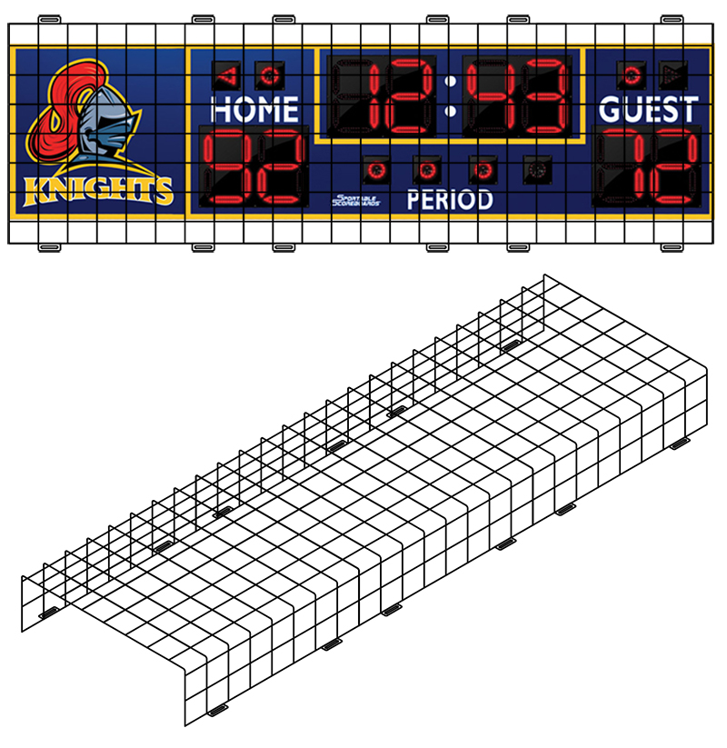 Protective Cage for 8'W x 2'H x 8"D Scoreboard