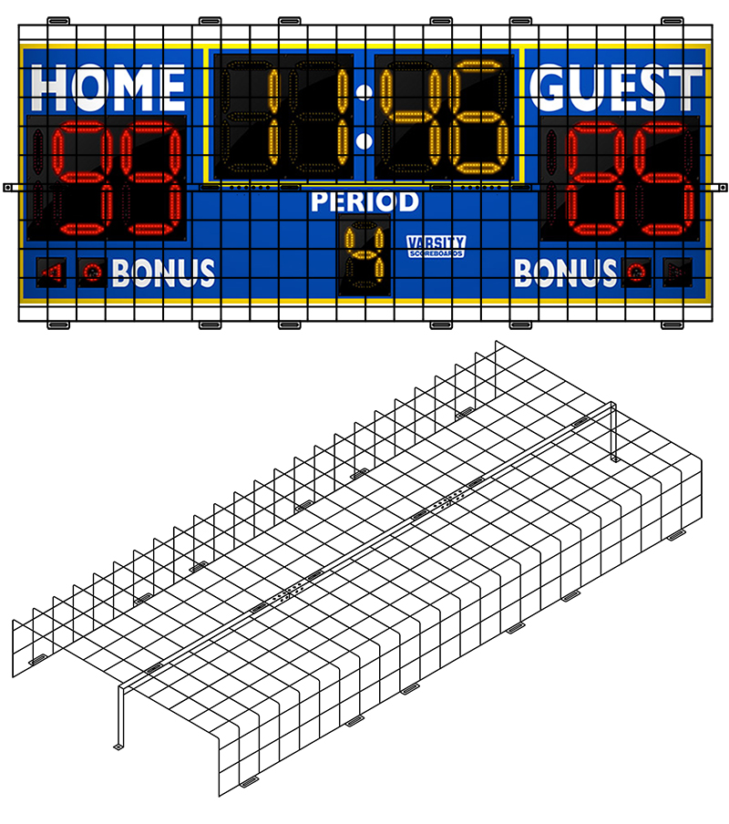 Protective Cage for 96"W x 3'H x 8"D Scoreboard