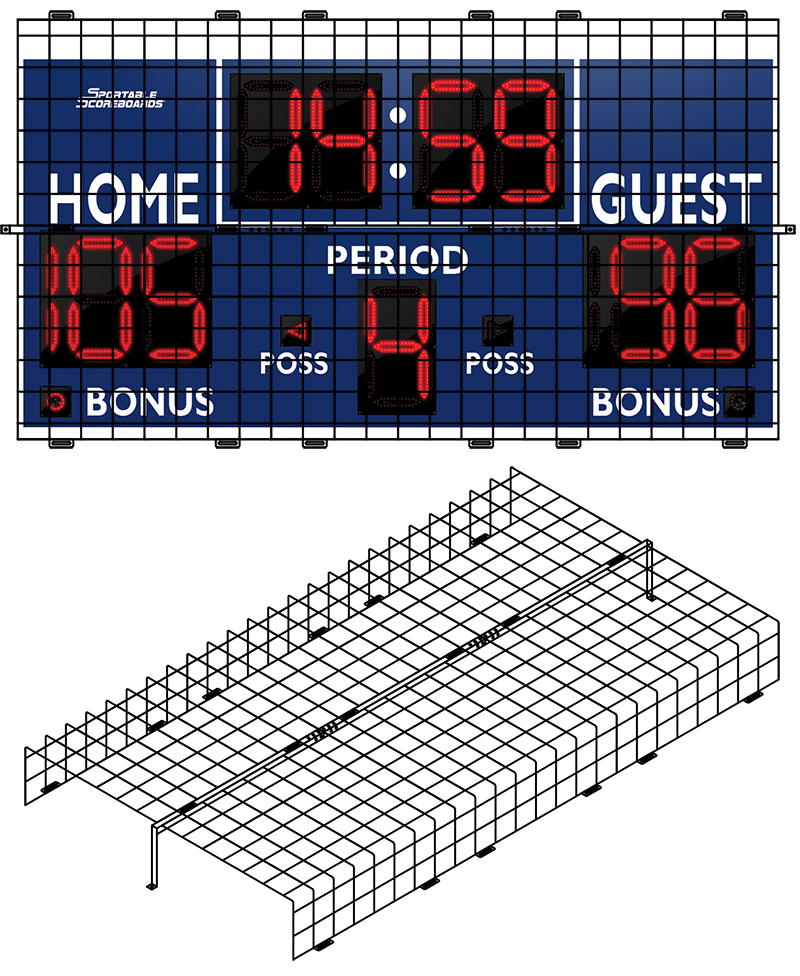 Protective Cage for 96"W x 4'H x 8"D Scoreboard