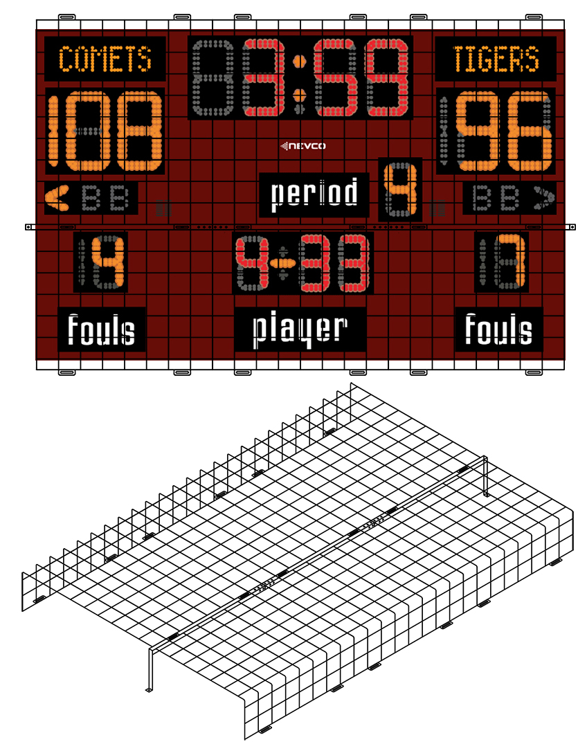 Protective Cage for 96"W x 5'H x 8"D Scoreboard