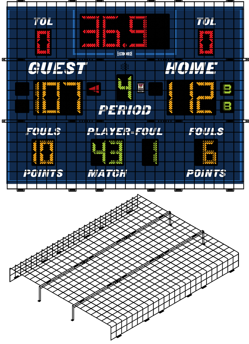 Protective Cage for 96"W x 6'H x 8"D Scoreboard
