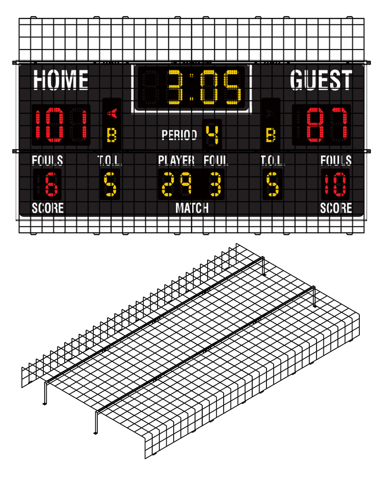 Protective Cage for 120"W x 5'H x 8"D Scoreboard
